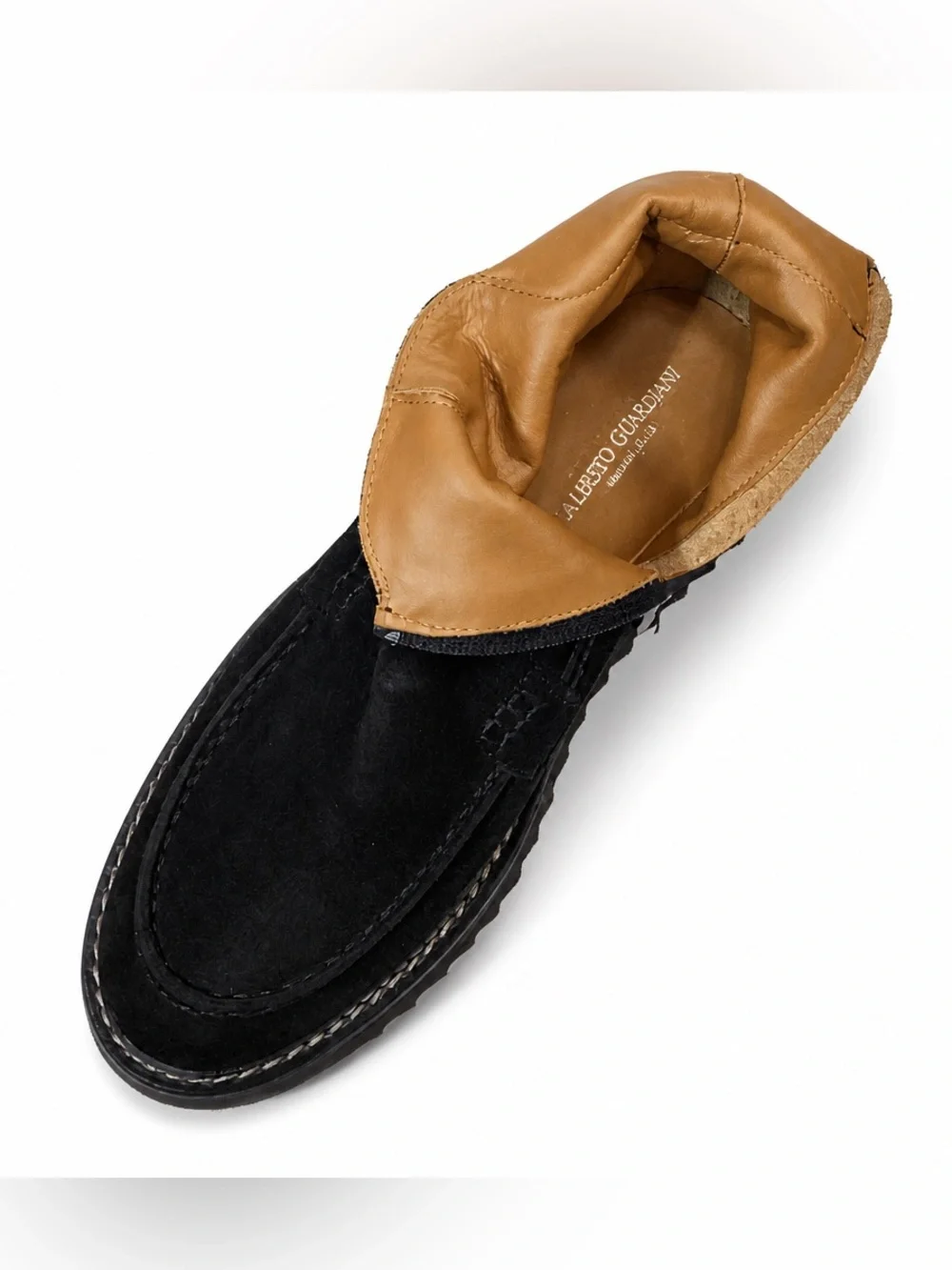 Alberto Ciccioli Men's Black Soft Nubuck Comfort Chukka Boots with Side Zip